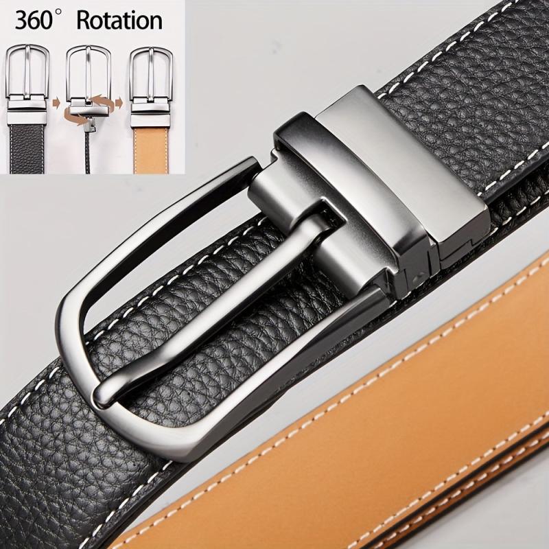 360 Rotating Double-sided Needle Buckle Leather Belt Cowhide Business Formal