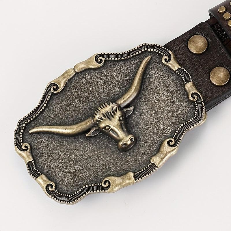 Men's Casual Embossed Western Cowboy Belt Retro Clothing Accessory