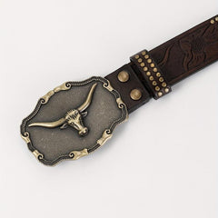 Men's Casual Embossed Western Cowboy Belt Retro Clothing Accessory