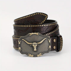 Men's Casual Embossed Western Cowboy Belt Retro Clothing Accessory