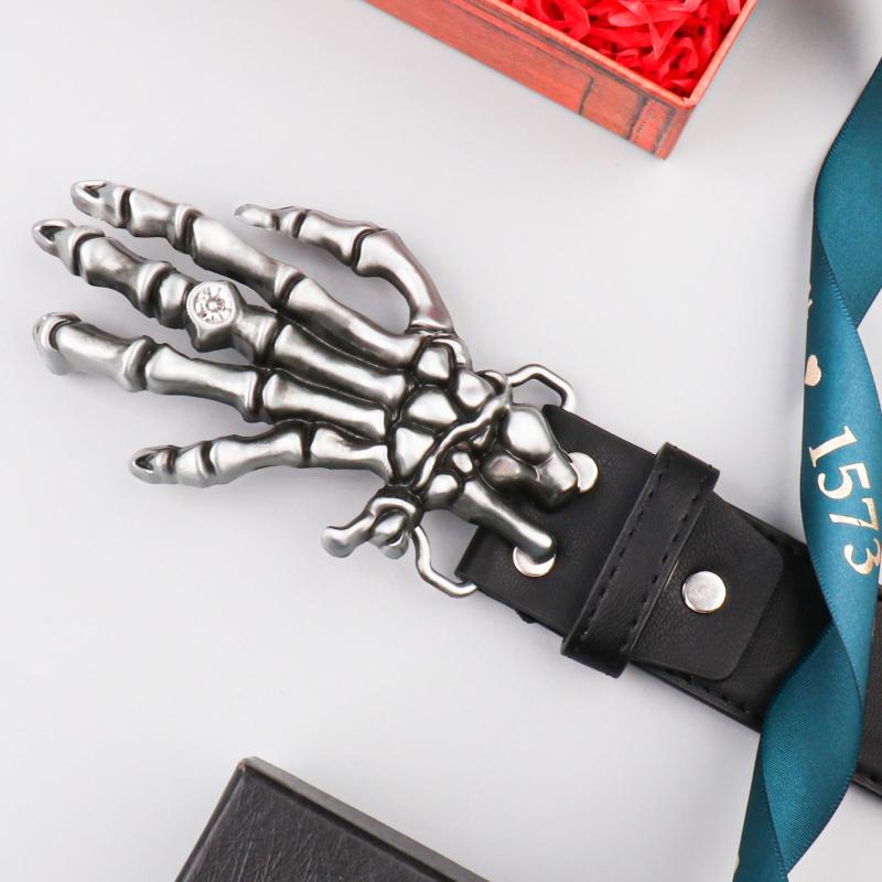 Men's Skeleton Hands Leather Belt