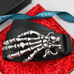 Men's Skeleton Hands Leather Belt