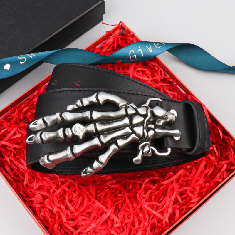 Men's Skeleton Hands Leather Belt