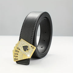 Poker Golden Buckle Belt Hip Hop Leather Belt Men