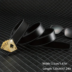 Poker Golden Buckle Belt Hip Hop Leather Belt Men