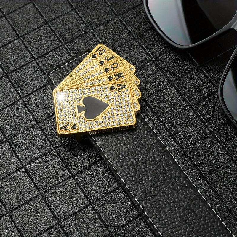 Poker Golden Buckle Belt Hip Hop Leather Belt Men