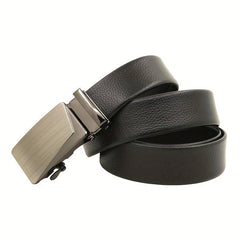 Automatic Slider Gunmetal Buckle Business Casual Belt for Men