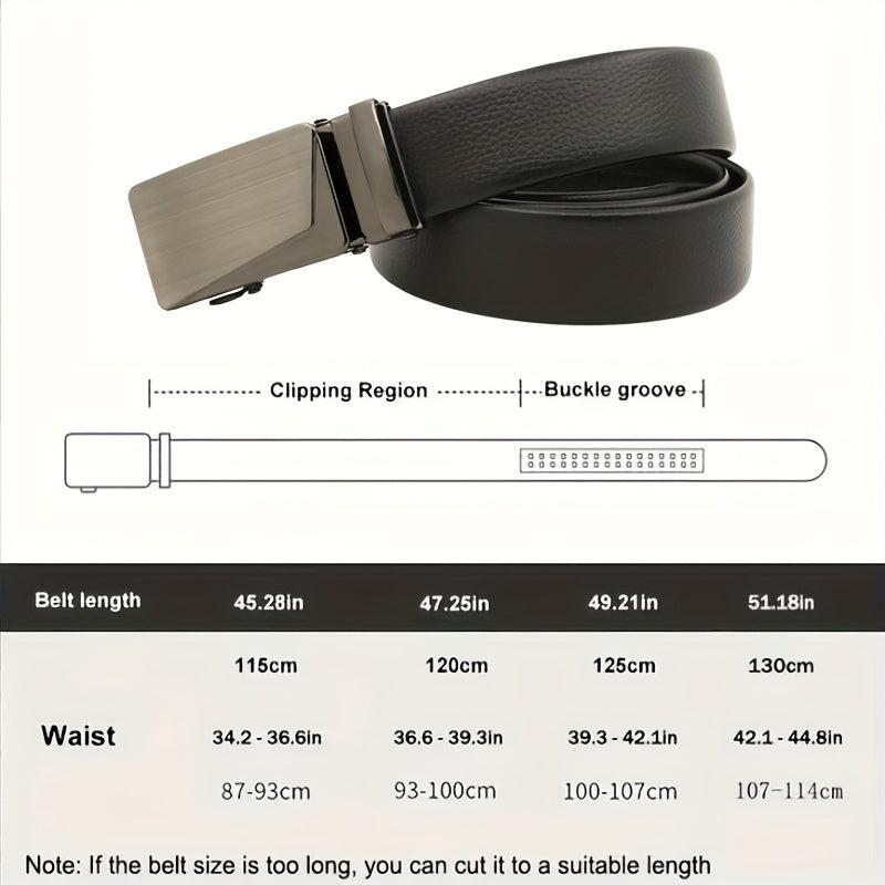 Automatic Slider Gunmetal Buckle Business Casual Belt for Men
