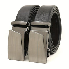 Automatic Slider Gunmetal Buckle Business Casual Belt for Men