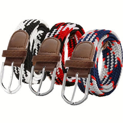 Men's Stretch Belt Pin Buckle Canvas Waistband Casual Jeans Belt