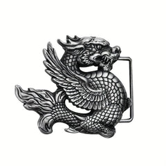 Retro Chinese Fly Dragon Belt Buckle Pterosaur Eagle Wing Pewter Finish