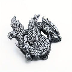 Retro Chinese Fly Dragon Belt Buckle Pterosaur Eagle Wing Pewter Finish