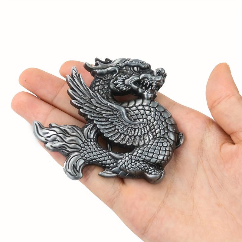 Retro Chinese Fly Dragon Belt Buckle Pterosaur Eagle Wing Pewter Finish