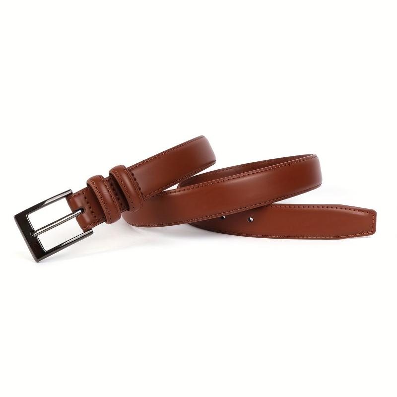 Minimalist Light Brown Leather Men's Belt Single Pin Buckle