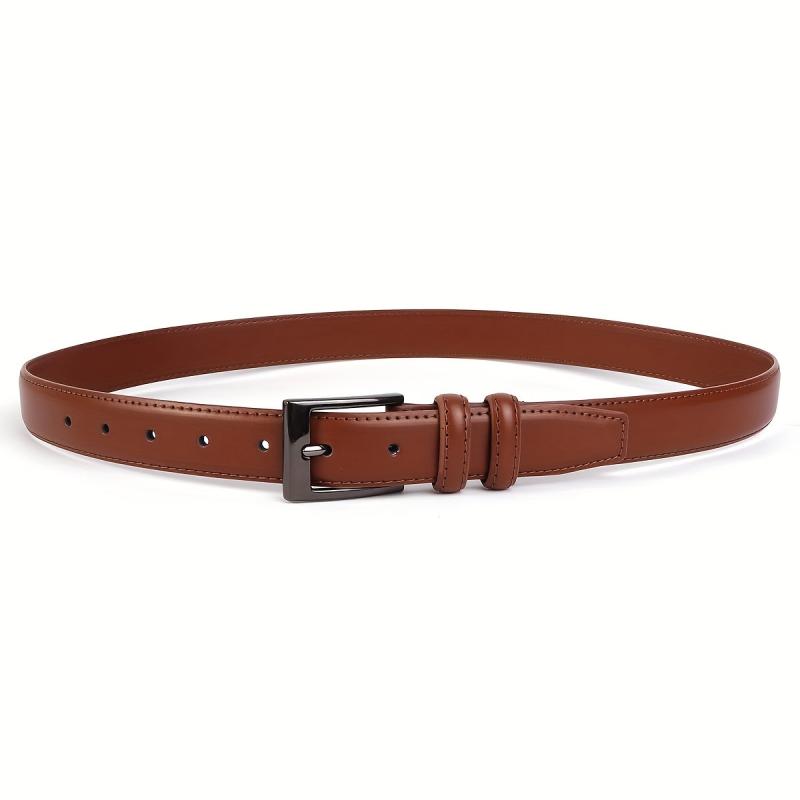 Minimalist Light Brown Leather Men's Belt Single Pin Buckle