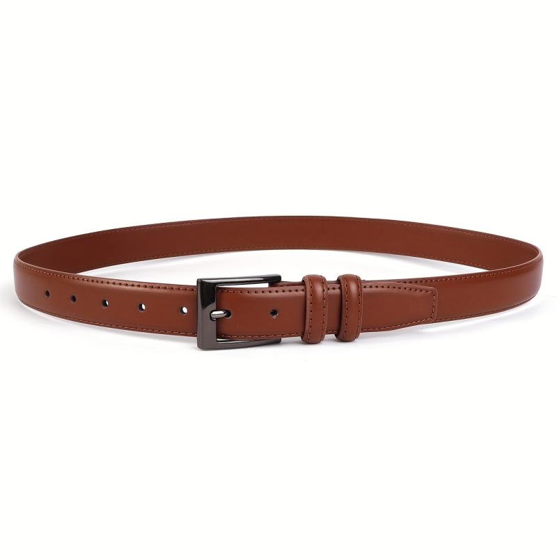 Minimalist Light Brown Leather Men's Belt Single Pin Buckle