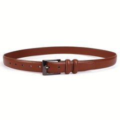 Minimalist Light Brown Leather Men's Belt Single Pin Buckle