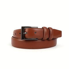Minimalist Light Brown Leather Men's Belt Single Pin Buckle