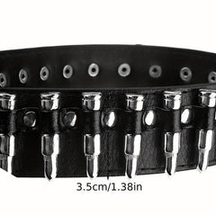 Adjustable Unisex Waist Belt Punk Bullets Rivet Studded Leather Belt