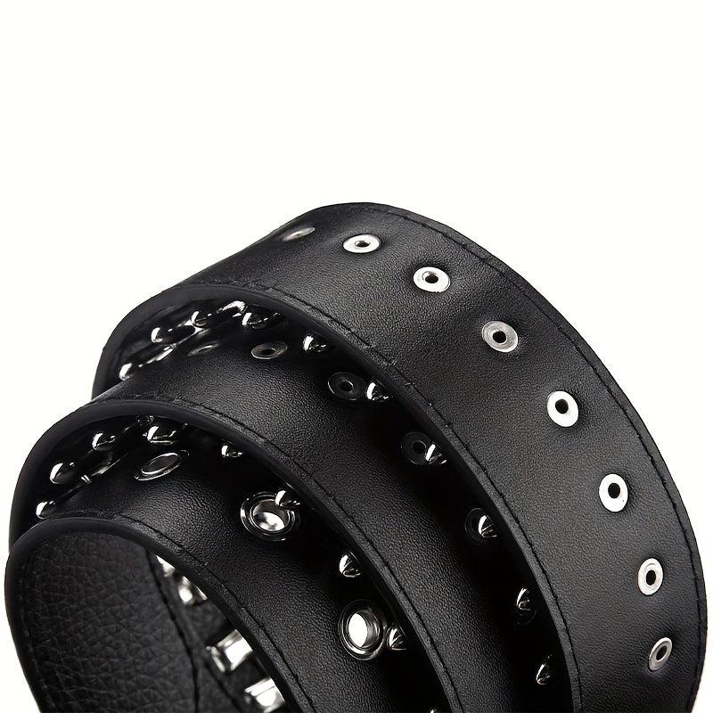 Adjustable Unisex Waist Belt Punk Bullets Rivet Studded Leather Belt