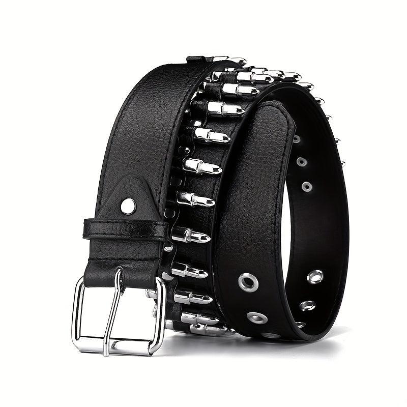 Adjustable Unisex Waist Belt Punk Bullets Rivet Studded Leather Belt