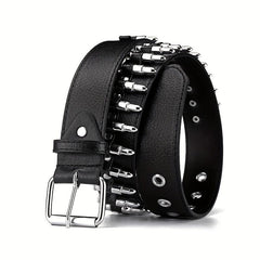 Adjustable Unisex Waist Belt Punk Bullets Rivet Studded Leather Belt