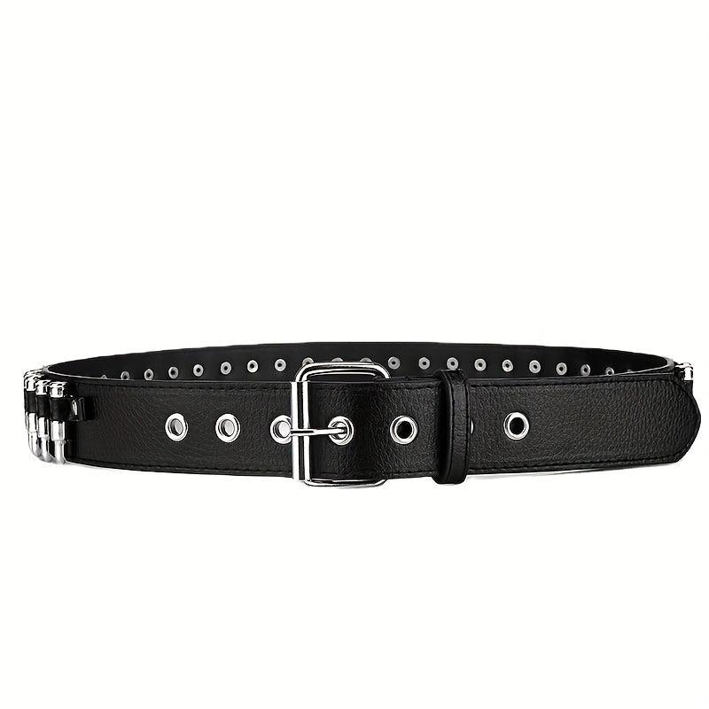 Adjustable Unisex Waist Belt Punk Bullets Rivet Studded Leather Belt