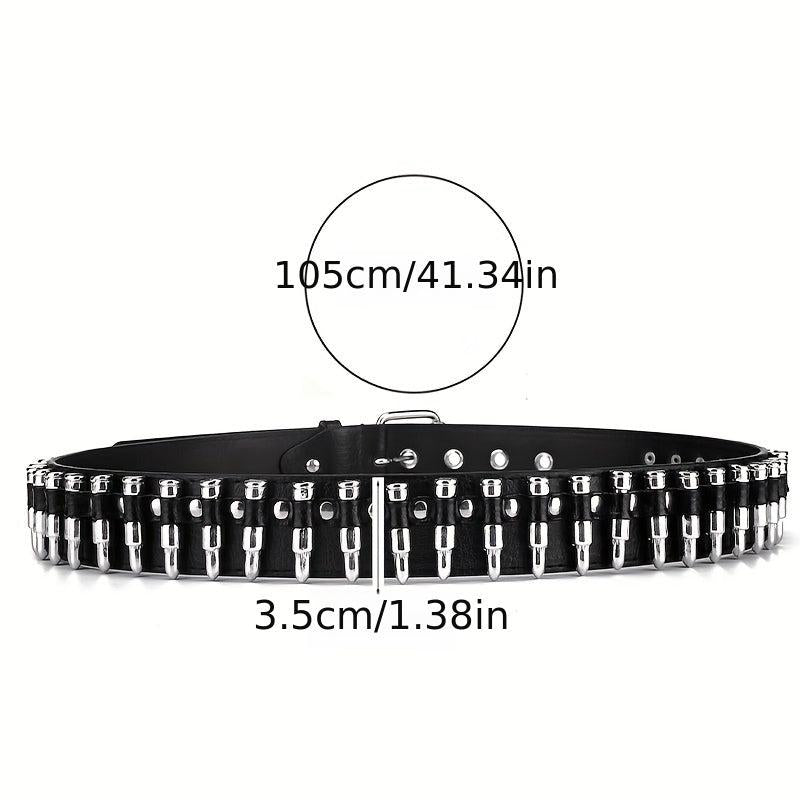 Adjustable Unisex Waist Belt Punk Bullets Rivet Studded Leather Belt