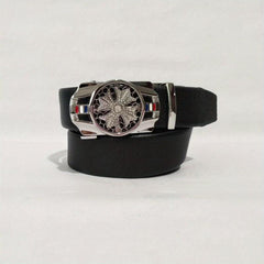 Men's Rhinestone Leather Belt with Automatic Buckle