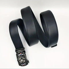 Men's Rhinestone Leather Belt with Automatic Buckle