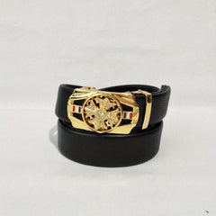 Men's Rhinestone Leather Belt with Automatic Buckle