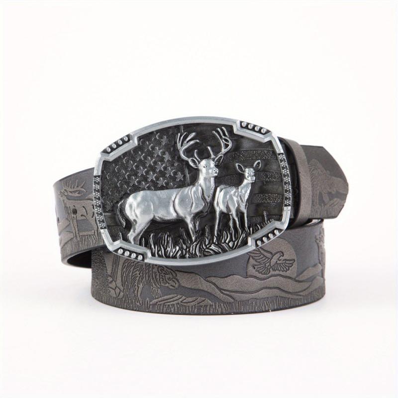 Arrival Elk Eagle Animal Men's Leather Belt Hip Hop Western Cowboy Belt