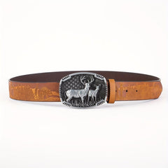 Arrival Elk Eagle Animal Men's Leather Belt Hip Hop Western Cowboy Belt