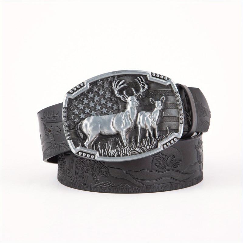 Arrival Elk Eagle Animal Men's Leather Belt Hip Hop Western Cowboy Belt