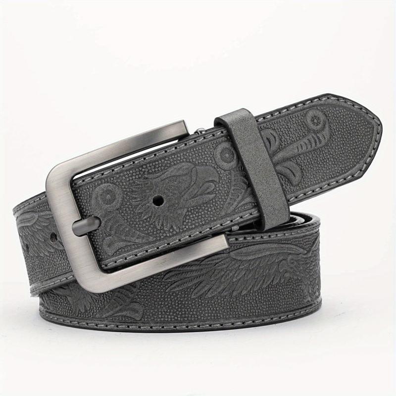 Men's PU Striped Belt with Alloy Buckle