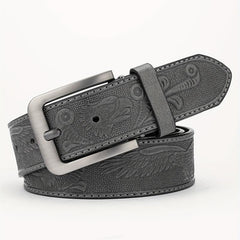 Men's PU Striped Belt with Alloy Buckle