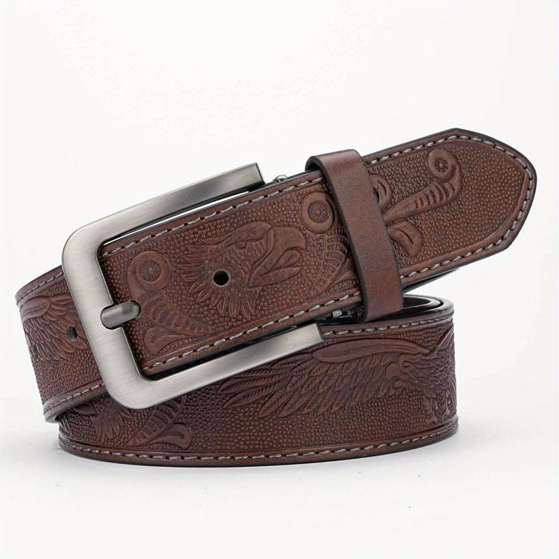 Men's PU Striped Belt with Alloy Buckle