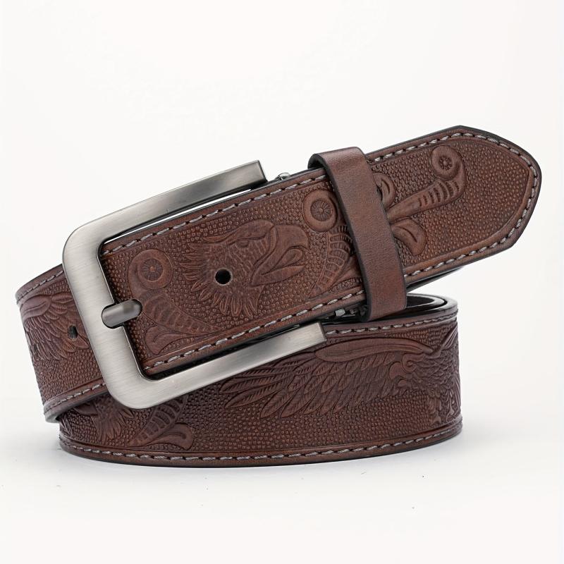 Men's PU Striped Belt with Alloy Buckle