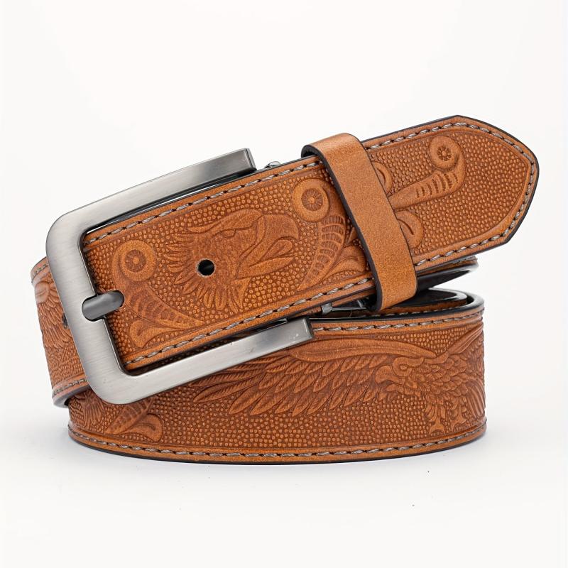 Men's PU Striped Belt with Alloy Buckle