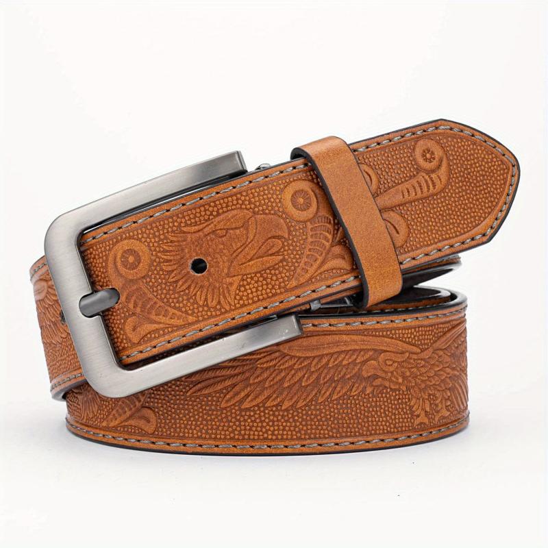 Men's PU Striped Belt with Alloy Buckle