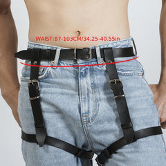 Men's PU Leather Suspenders Belt Pants Harness for Nightclub Party