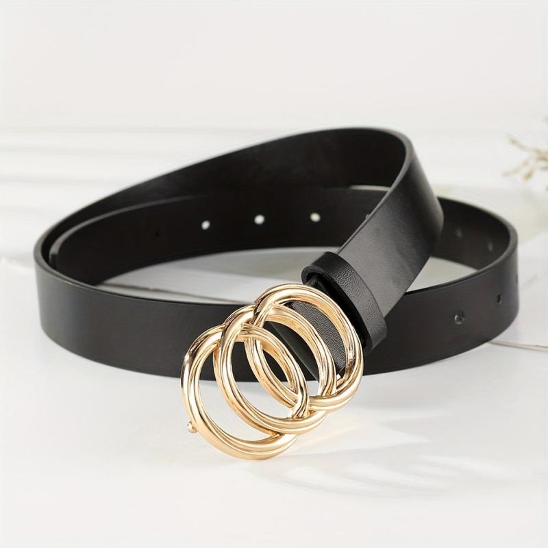 Distorted Shape Waistband Belt with Circular Buckles
