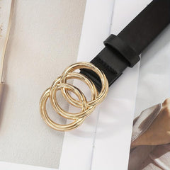 Distorted Shape Waistband Belt with Circular Buckles
