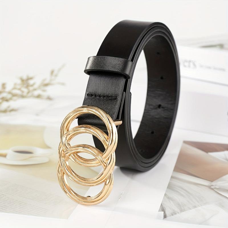 Distorted Shape Waistband Belt with Circular Buckles