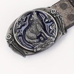 Men's Wolf Pattern Buckle Belt Retro Decorative Accessories For Pants