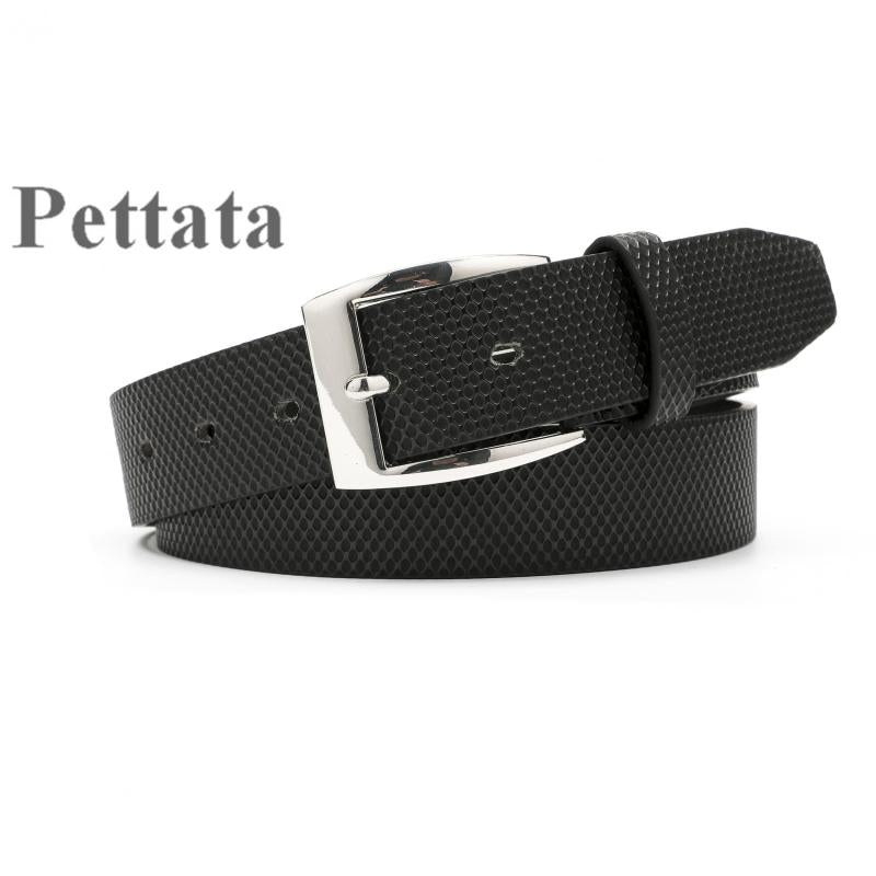 Pettata Men's PU Leather Belt Square Buckle Jeans