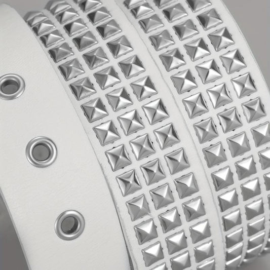 Men's Pin Buckle Belt Punk PU Leather Studded Jeans Waist Strap