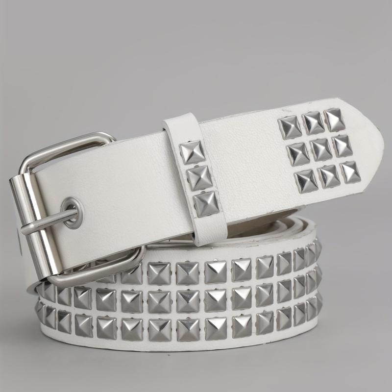 Men's Pin Buckle Belt Punk PU Leather Studded Jeans Waist Strap