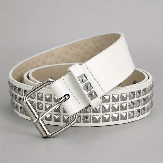 Men's Pin Buckle Belt Punk PU Leather Studded Jeans Waist Strap