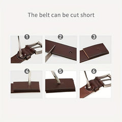 Men's Leather Pin Buckle Belt Cowhide Pants Belt Denim Belt